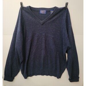 PENDLETON Vintage Men’s Pure Lambswool Blue V-Neck Sweater Size XL USA Made ☆EUC